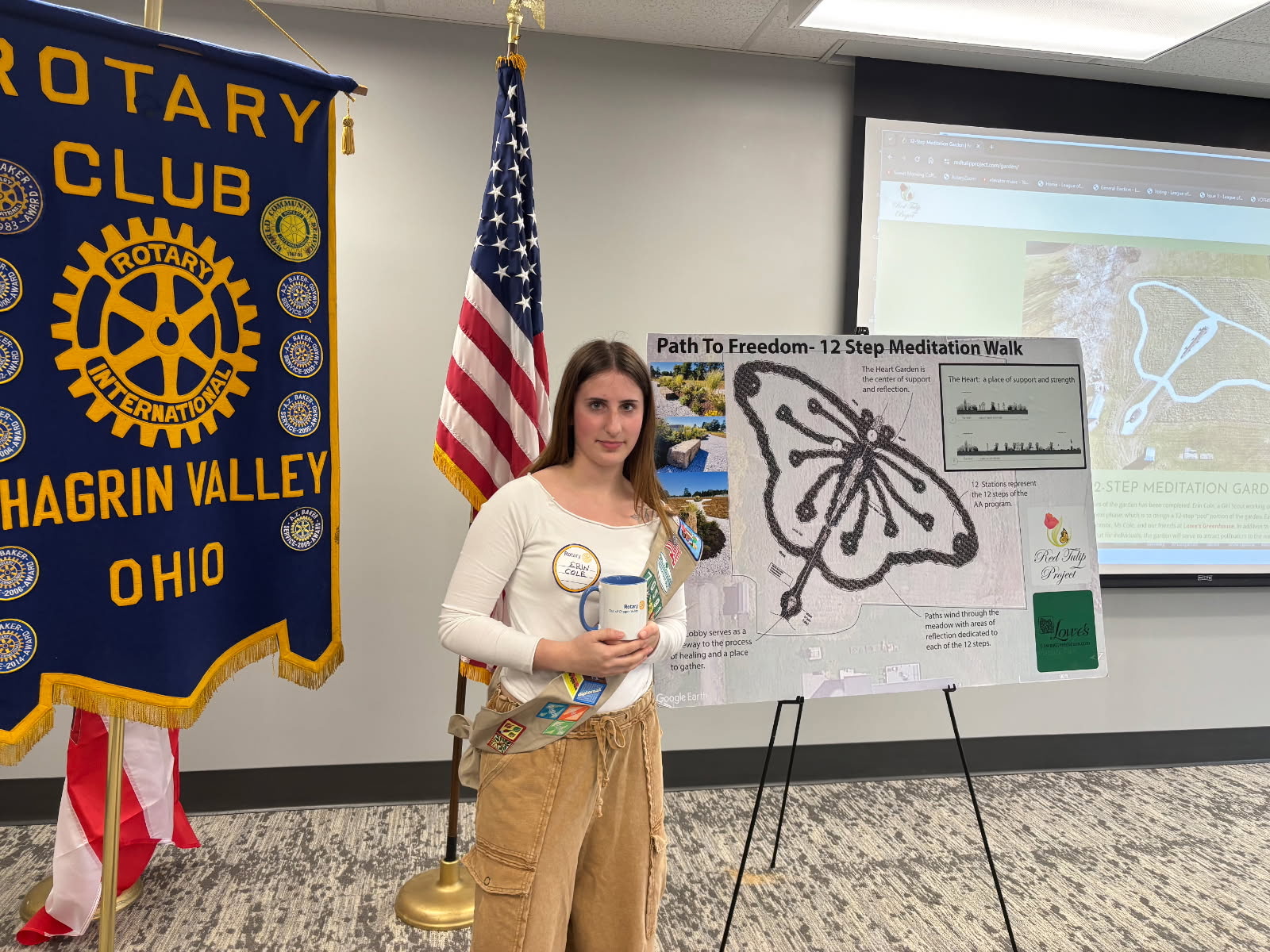 921838610133721052.jpg Erin presenting her garden project at the Burton Middlefield Rotary Club Meeting