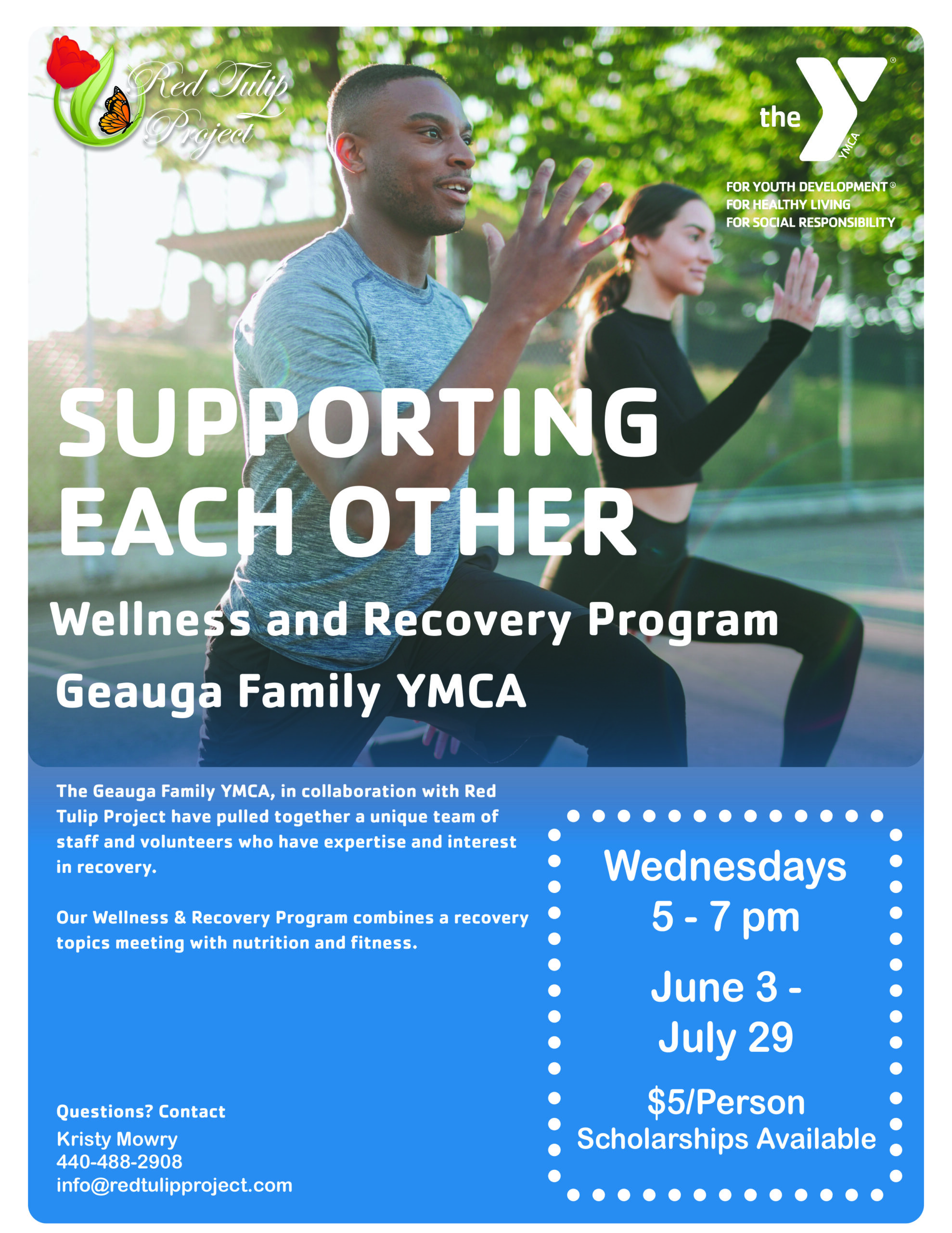co-ed wellness and recovery sessions at the Geauga Family YMCA - call Kristy mowry for more information 440-488-2908