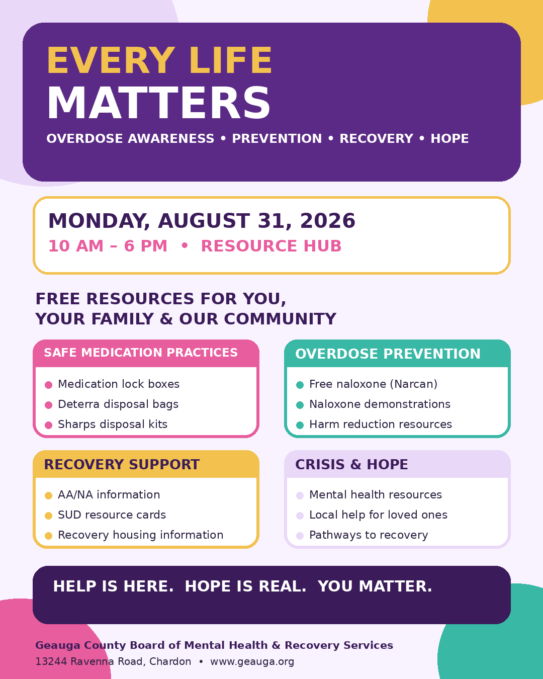 Every_Life_Matters_Social_Post_1080x1350 co-ed wellness and recovery sessions at the Geauga Family YMCA - call Kristy mowry for more information 440-488-2908
